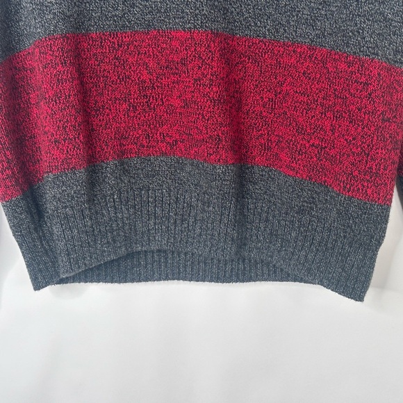 Chaps Sweater Mens Med Red & Gray Pullover Henley Mock Neck - Picture 7 of 15